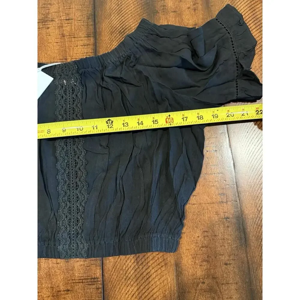 Rachel Parcell Off Shoulder Crop Top - Wash Crepe Black - Size Large   MSRP $89 - Picture 8 of 8
